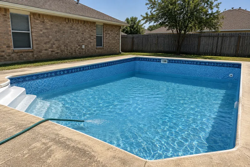 New vinyl pool liner, smooth and tight, as the pool refills